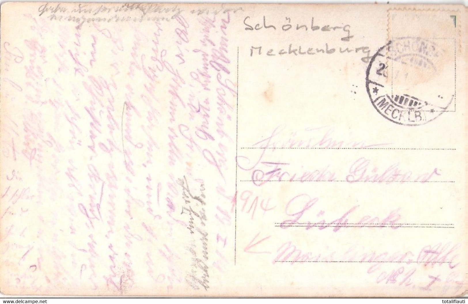 SCHÖNBERG Mecklenburg Mutter + Sohn Vor Der Haustür Schaukelpferd Kinder Spielzeug Original Private Fotokarte 19.1.1914 - Grevesmühlen