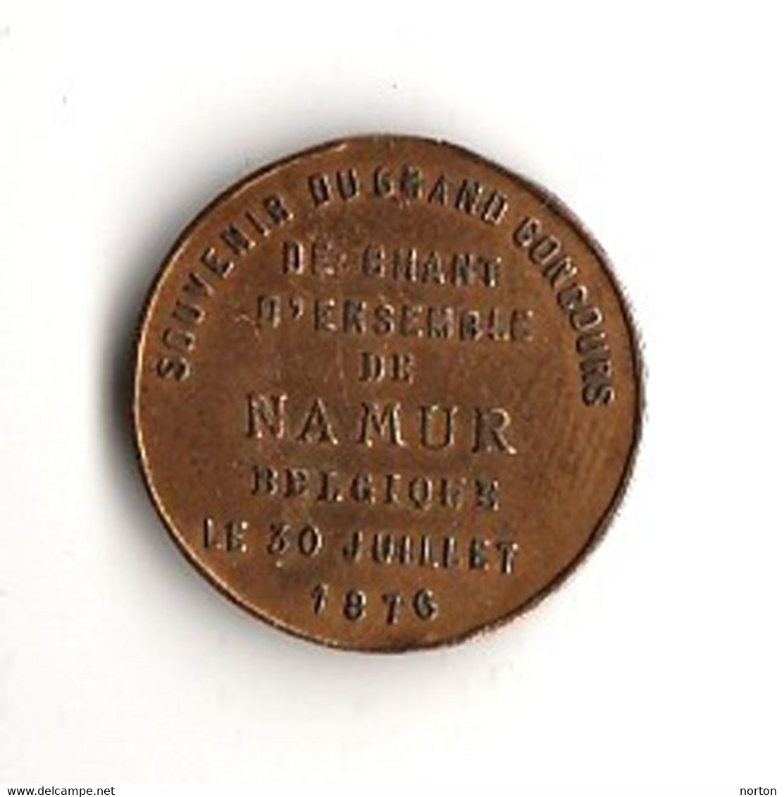 Médaille Léopold II – Namur Concours De Chant D’ensemble 1876, 23 Mm Bronze - Autres & Non Classés