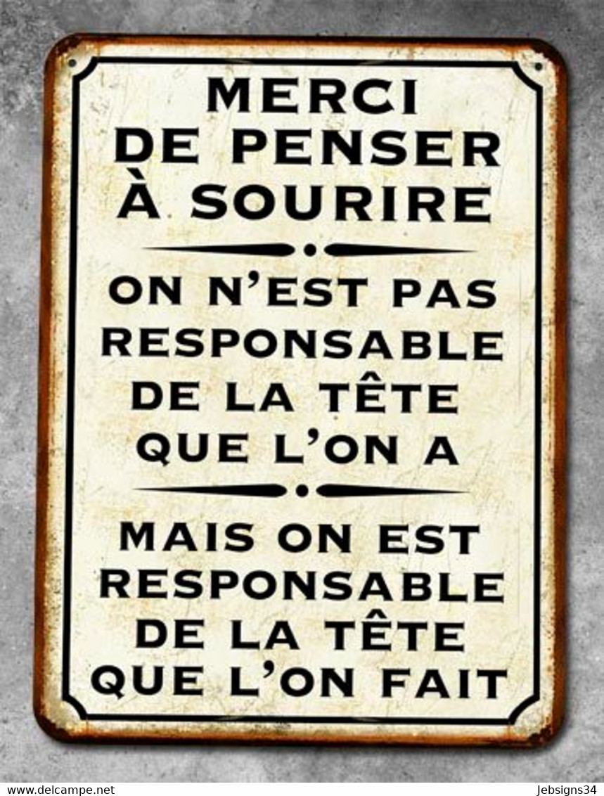 Plaque Métal Sourire - Tin Signs (vanaf 1961)