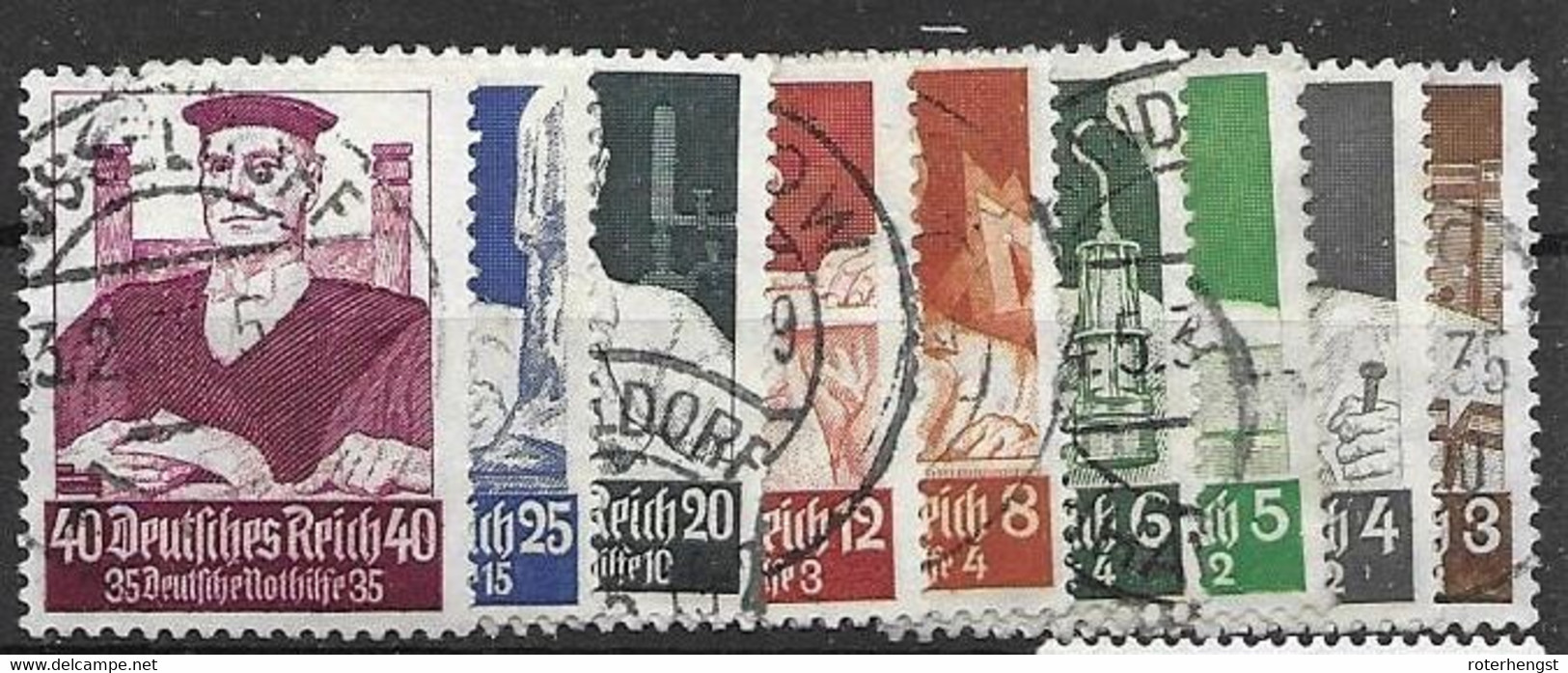 Reich Very Fine Used Complete Set 1934 For About 12 % 160 Euros - Gebraucht