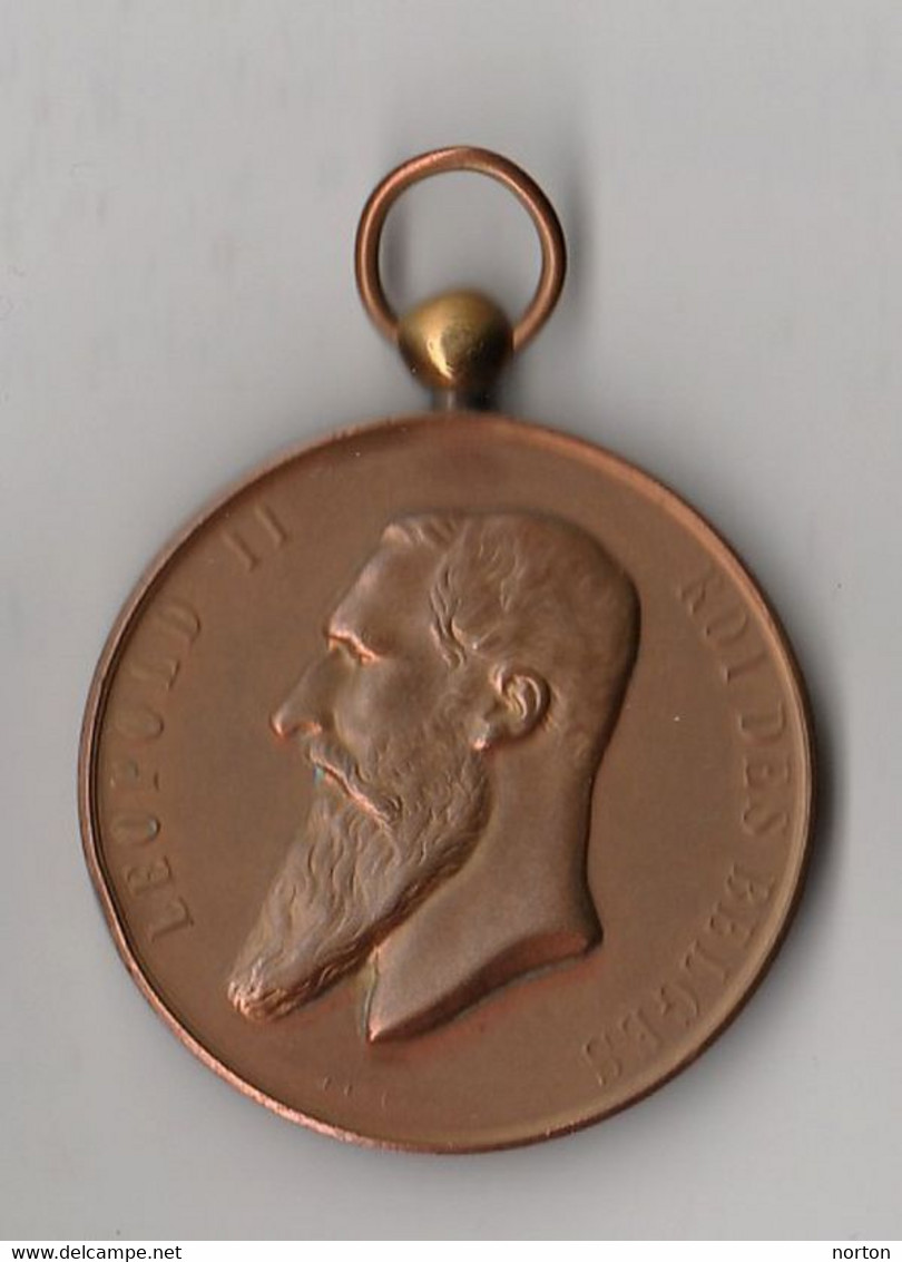 Médaille Léopold II - Société Royale Hippique De Belgique Par Fisch Concours Hippique International 1901 , 50 Mm Cuivre - Autres & Non Classés