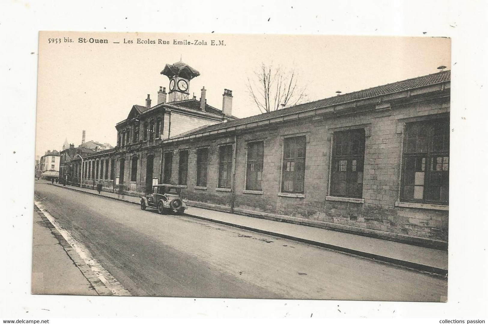 Cp, Les écoles ,rue Emile Zola , 93 , SAINT OUEN , Vierge , Automobile - Schulen