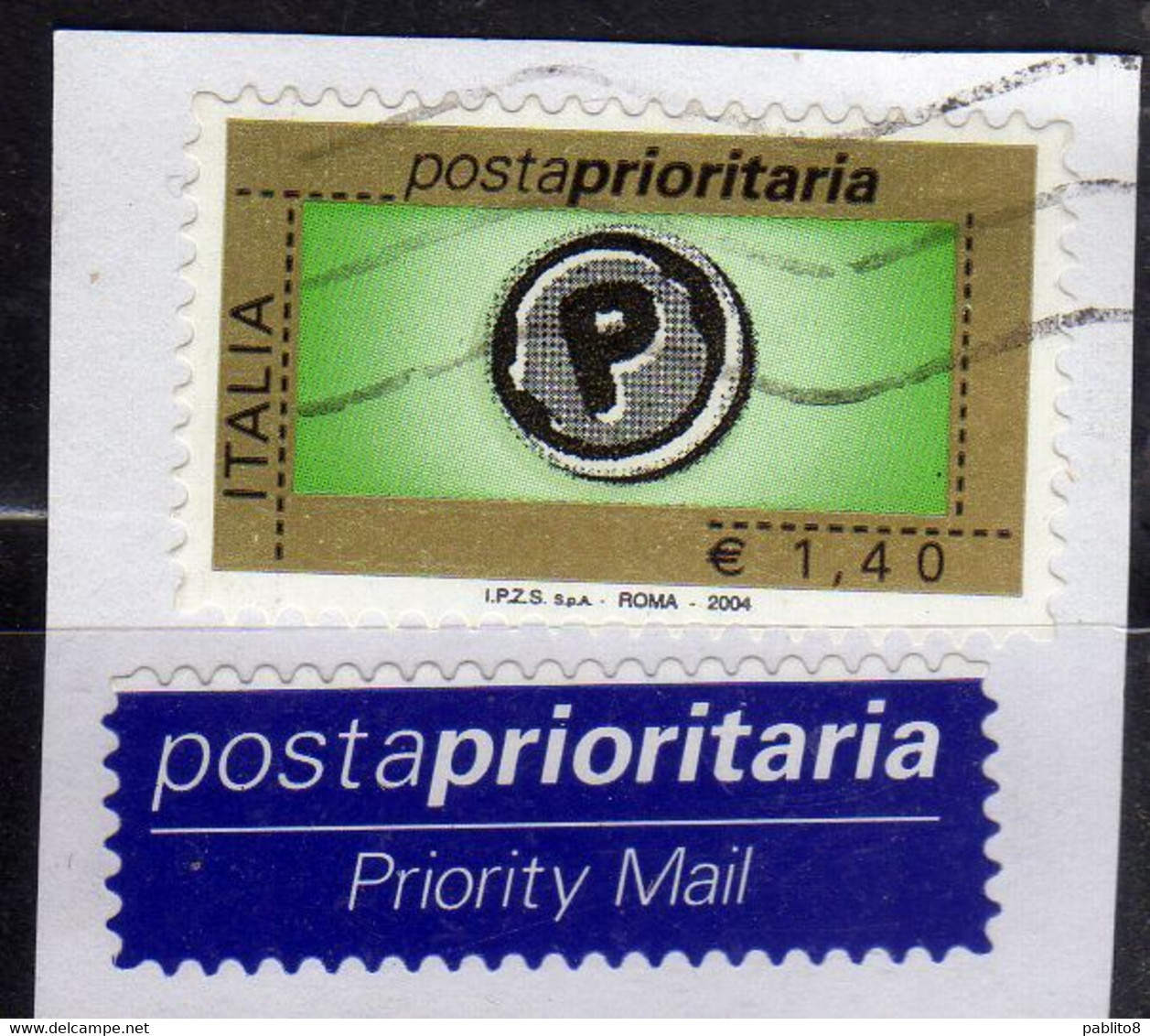 ITALIA REPUBBLICA ITALY REPUBLIC 2004 POSTA PRIORITARIA PRIORITY MAIL € 1,40 USATO USED OBLITERE' - 2001-10: Usados