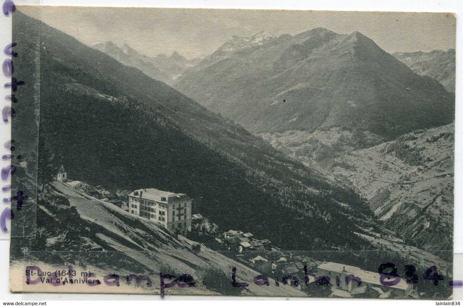 - 3488 - St Luc - Val D'Anniviers, ( Valais ), Hôtel, Cliché Peu Courant, épaisse, Non écrite, TBE, Scans. - Saint-Luc