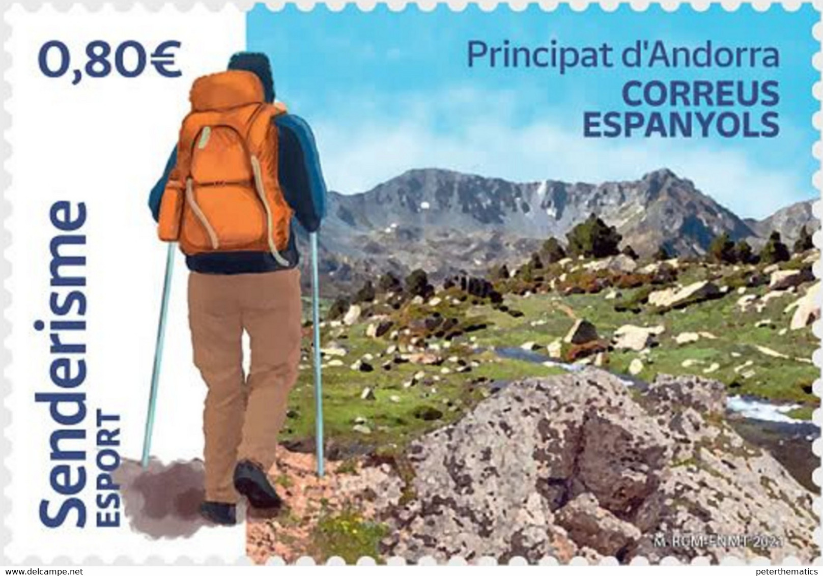 SPANISH ANDORRA, 2021, MNH, HIKING, MOUNTAINS, 1v - Non Classificati