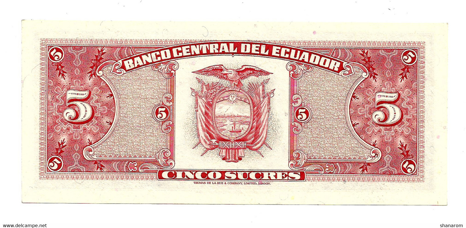 1980 // ECUADOR // CINCO SUCRES  // SPL / AU - Equateur