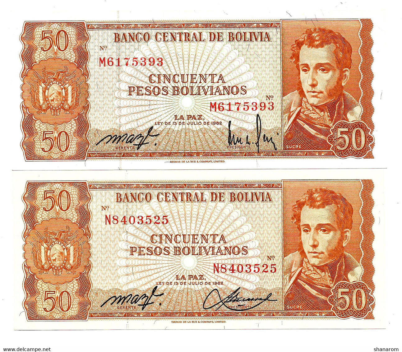 1962 // BOLIVIA // 2 X CINCUENTA PESOS BOLIVIANOS  // SPL / AU - Bolivie