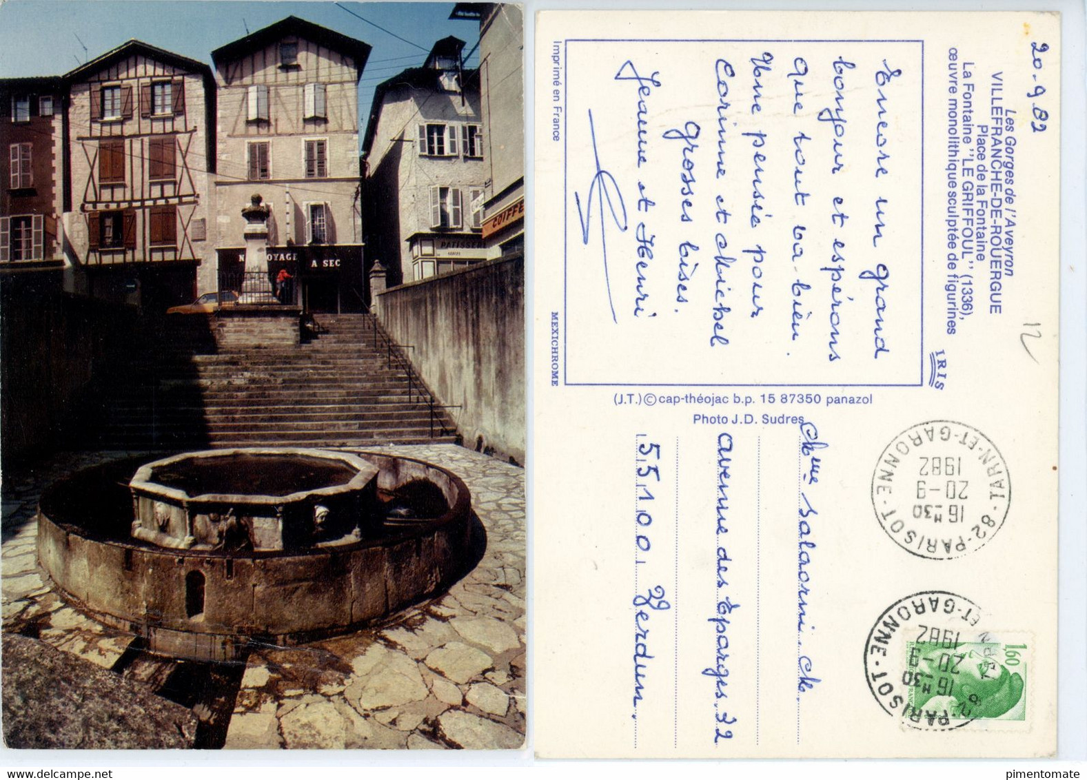 VILLEFRANCHE DE ROUERGUE PLACE DE LA FONTAINE LE GRIFFOUL 1982 - Villefranche De Rouergue