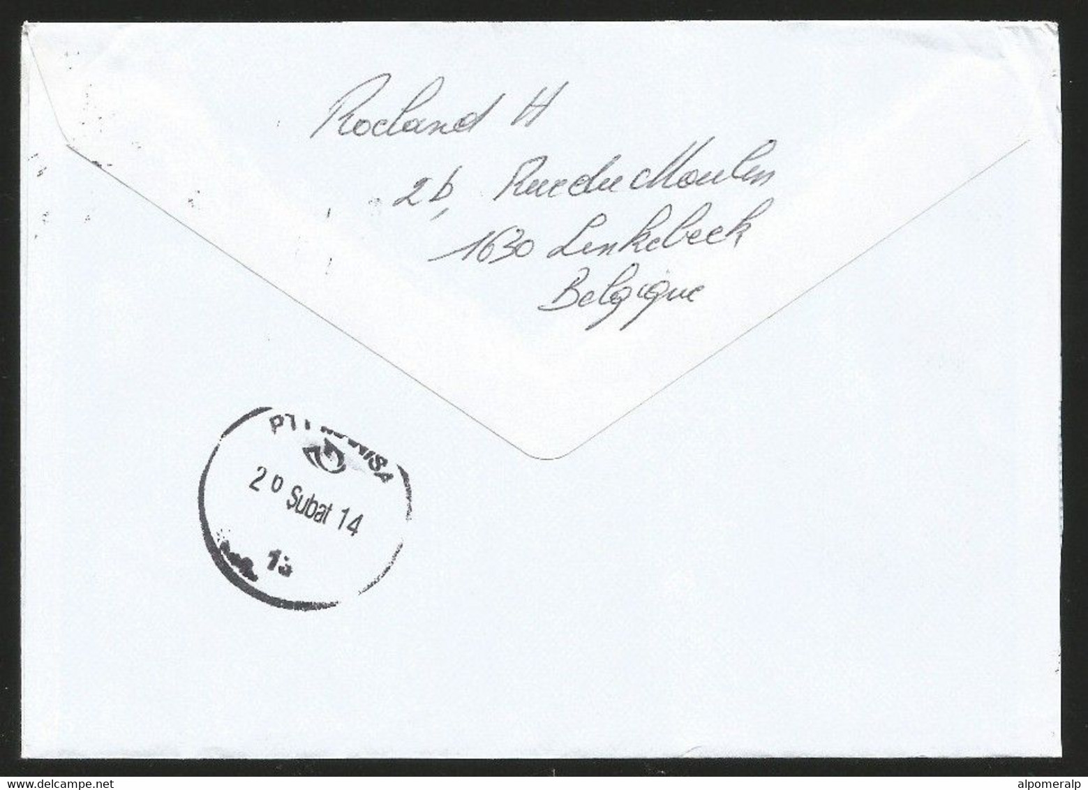 Belgium 2014 Butterfly Stamp (Mi 4302BDl) Air Mail Cover Used To Manisa Turkey - Lettres & Documents