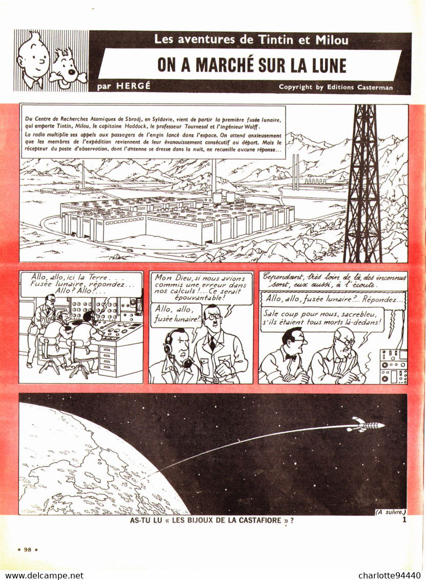 PLANCHE TINTIN    " ON A MARCHE SUR LA LUNE  "  1966 ( 47) - Altri & Non Classificati