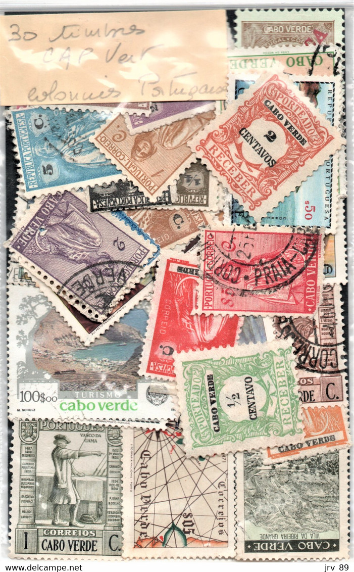 Lot De 30 Timbres Oblitérés Et Différents De Anc Colonies Du Portugal : Cap Vert - Kilowaar (max. 999 Zegels)