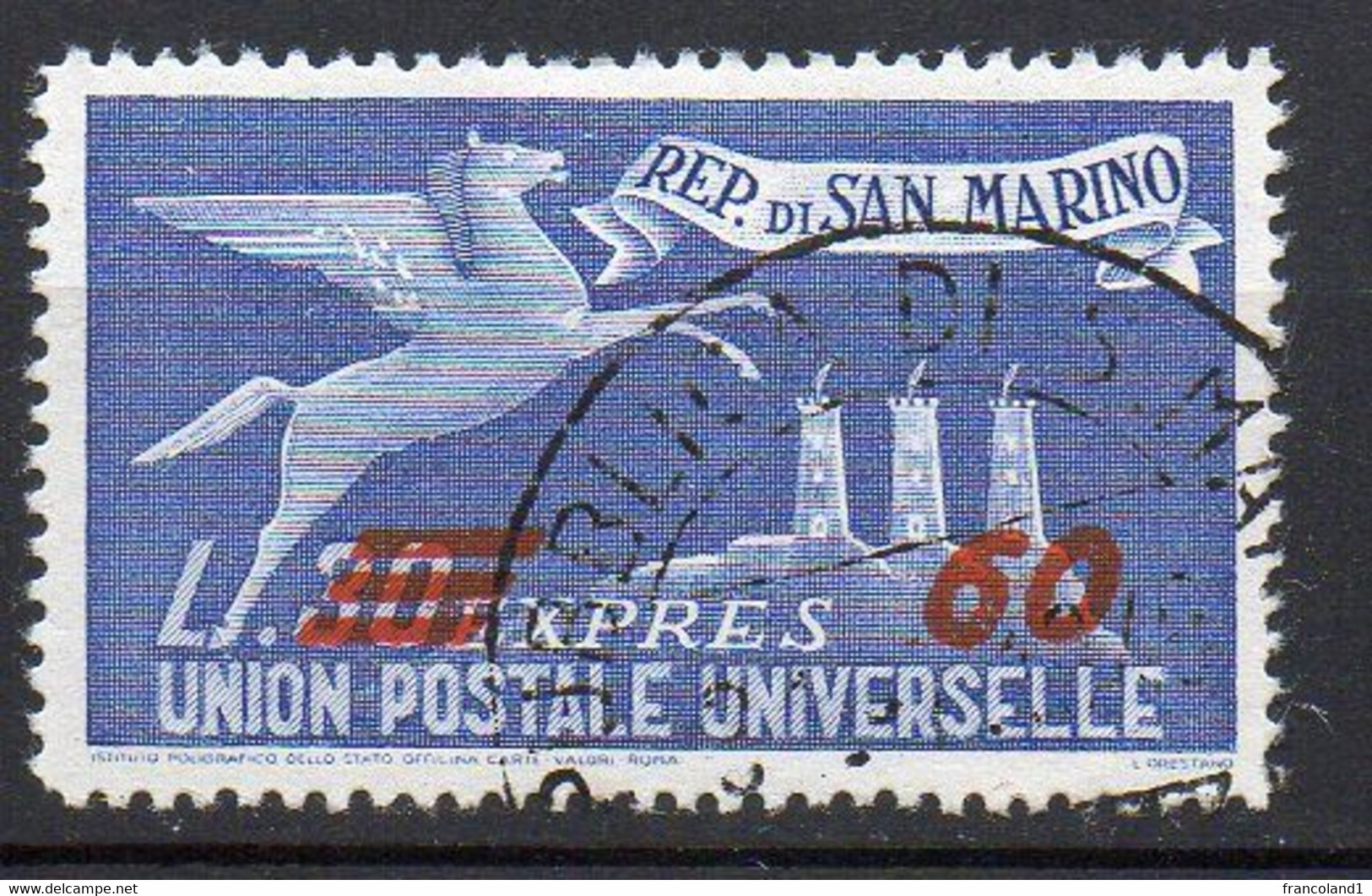 1947 S. Marino - Espresso N.19 Sovrastampato Timbrato - Express Letter Stamps