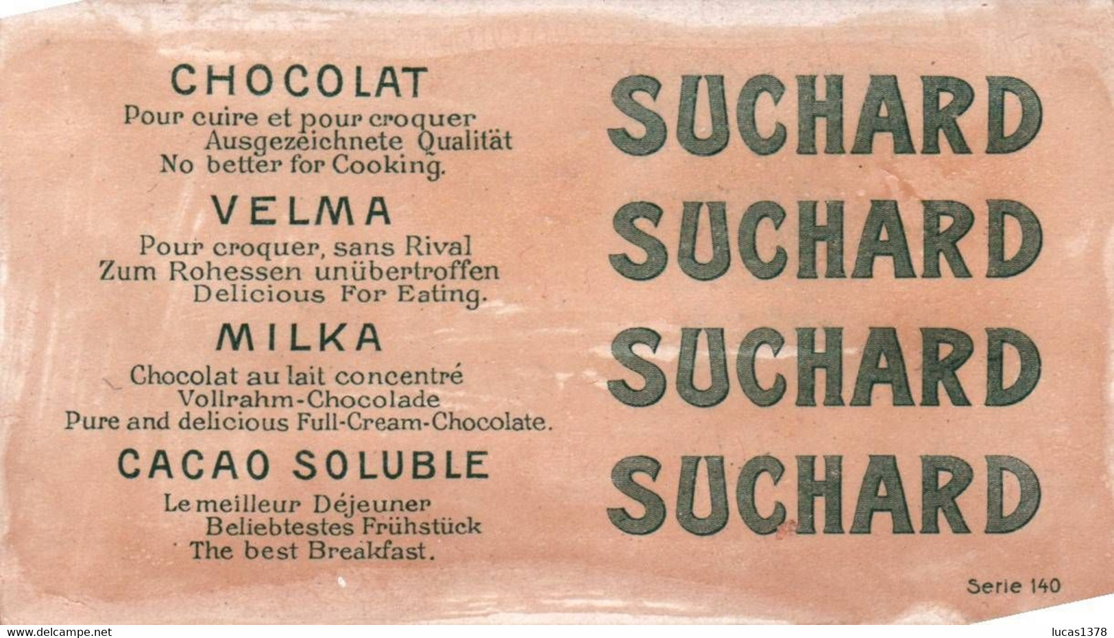 JOLIE CHROMO / CHOCOLAT  SUCHARD /  SERIE 140 / ORANGE / 9 - Van Houten