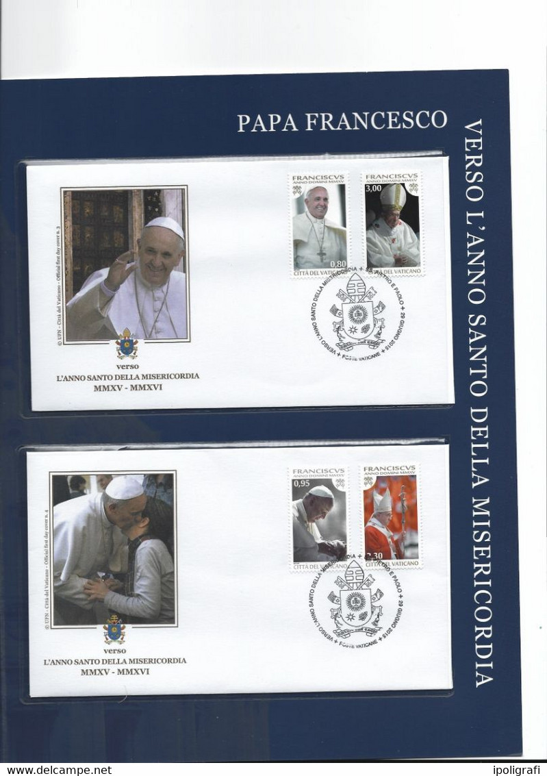 Vaticano 2015 Folder Ufficiale Papa Francesco Verso L'Anno Santo Con 4 Francobolli Fdc E I BF Mnh - Briefe U. Dokumente