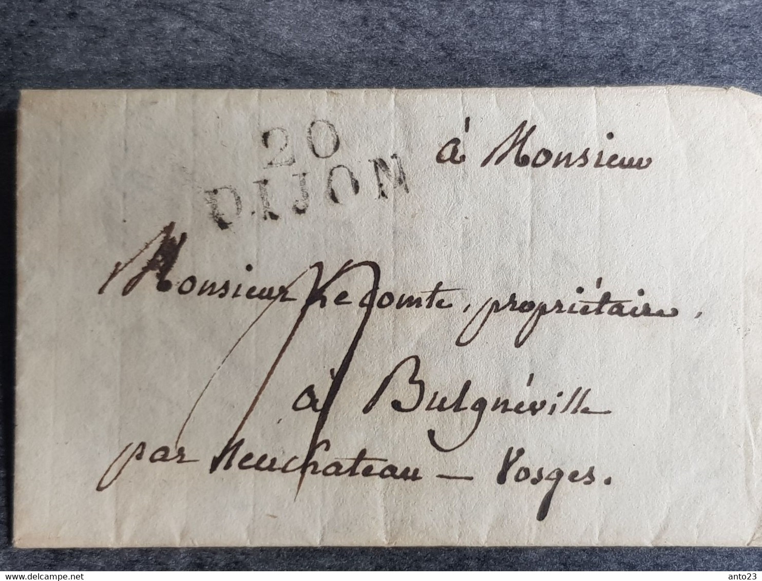 1822. LAC De 1822 Marqué DIJON 20 POUR LE CONTE DE Bulgnéville Par Neuchateau - Vosges - 28 Janvier 1822 - 30 Grs - 1801-1848: Voorlopers XIX