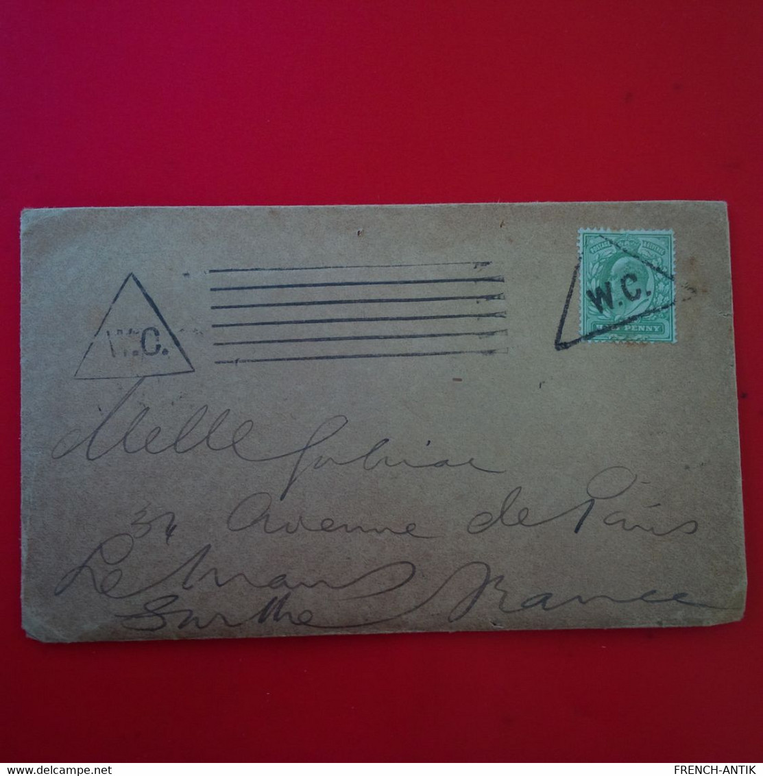 LETTRE GRANDE BRETAGNE CACHET W.C POUR LE MANS - Postmark Collection