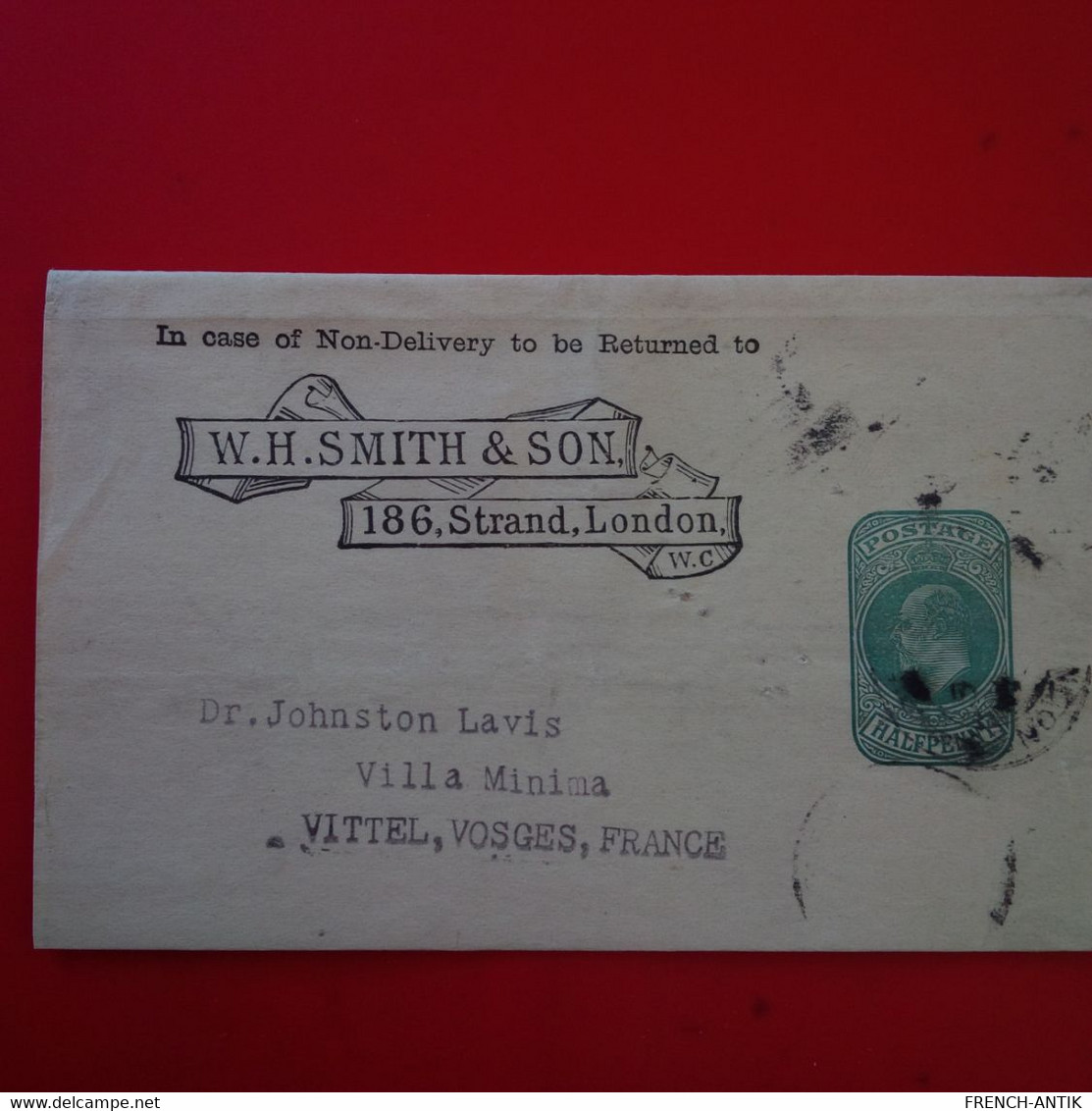 LETTRE LONDON W.H.SMITH AND SON POUR VITTEL VILLA MINIMA 1904 - Briefe U. Dokumente