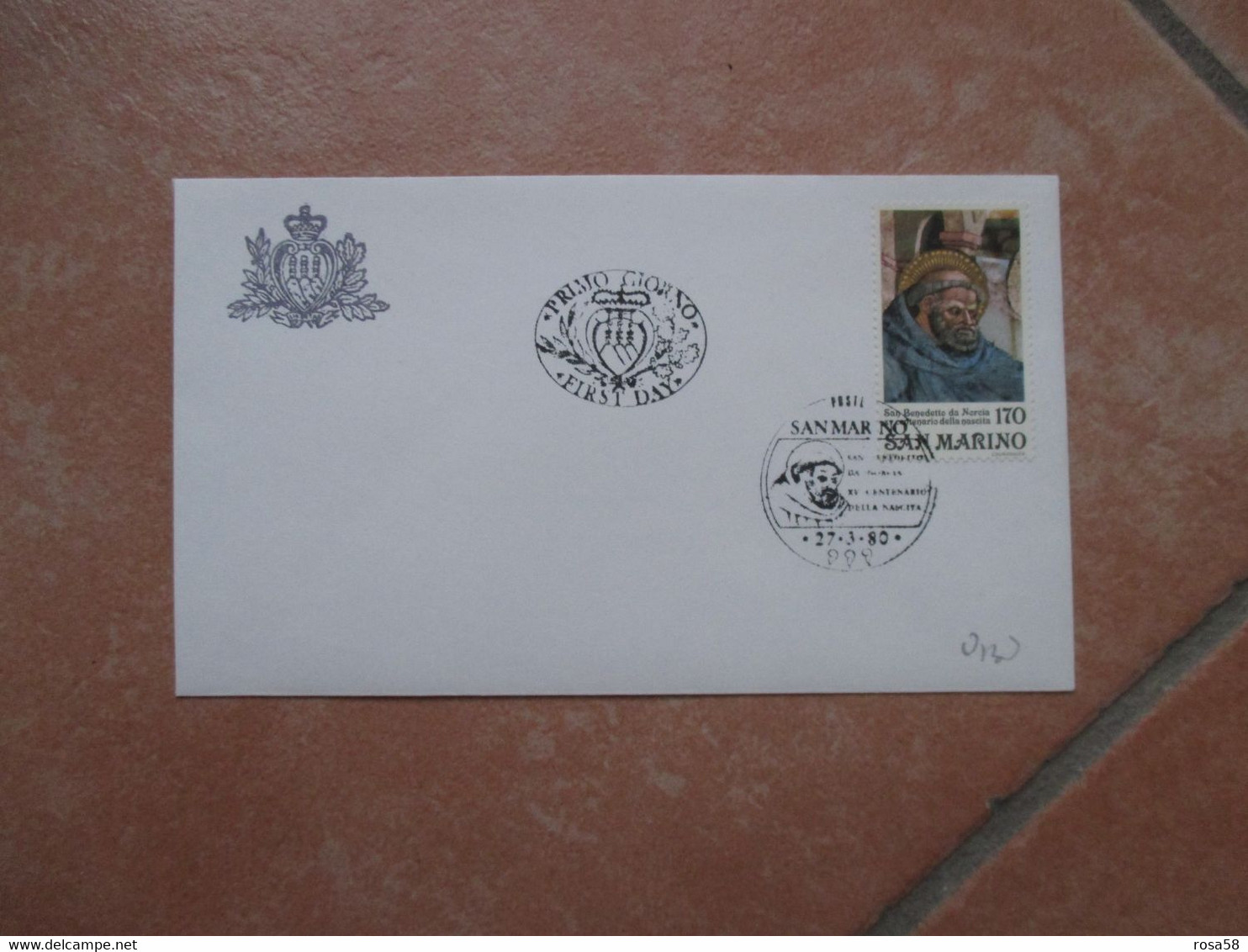 27.3.1980  Busta Ufficiale San Bendetto Da Norcia Bicentenario Nascita L.170 Quadro Annullo Speciale - Storia Postale