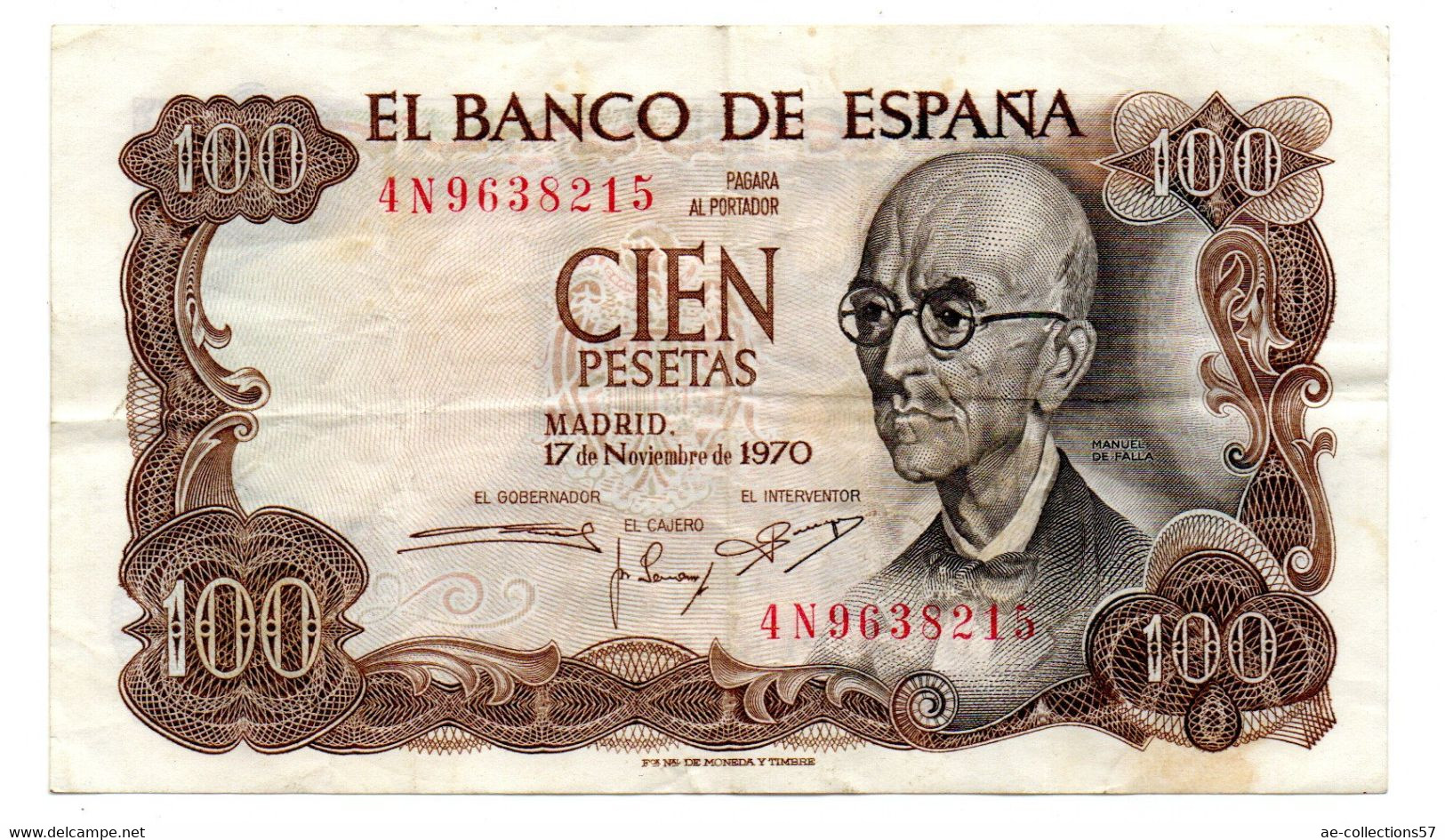 Espagne-  100 Pesetas 17/11/1970 -  état  TB - 100 Pesetas