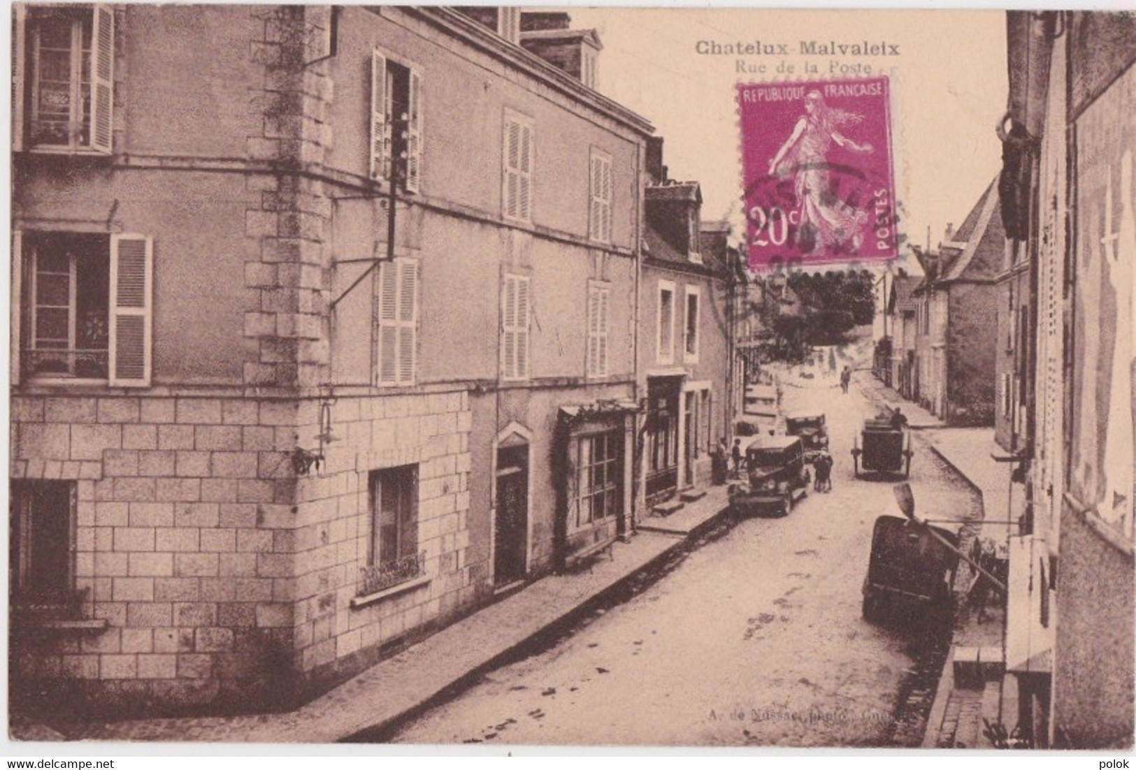 Cf - Cpa CHATELUS MALVALEIX - Rue De La Poste (vieilles Voitures) - Chatelus Malvaleix