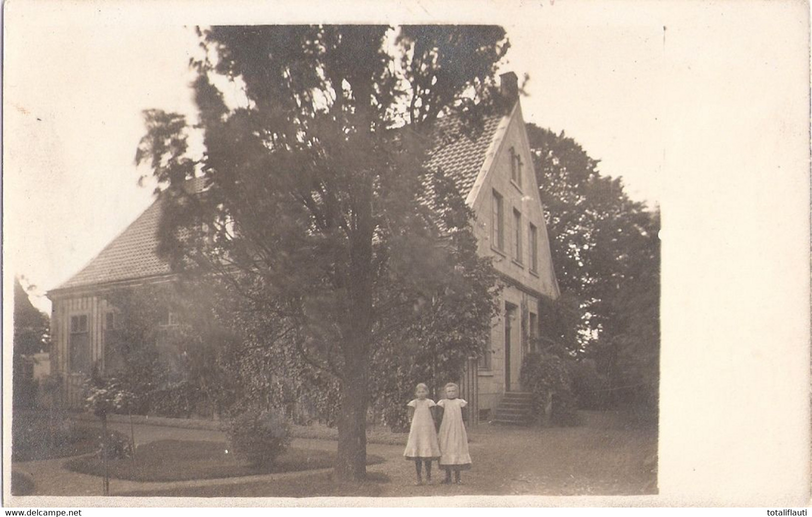 LAER Kr Steinfurt Bezirk Münster Original Fotokarte 2 Mädchen Vor Ihrem Haus 13.1.1911 Gelaufen - Steinfurt