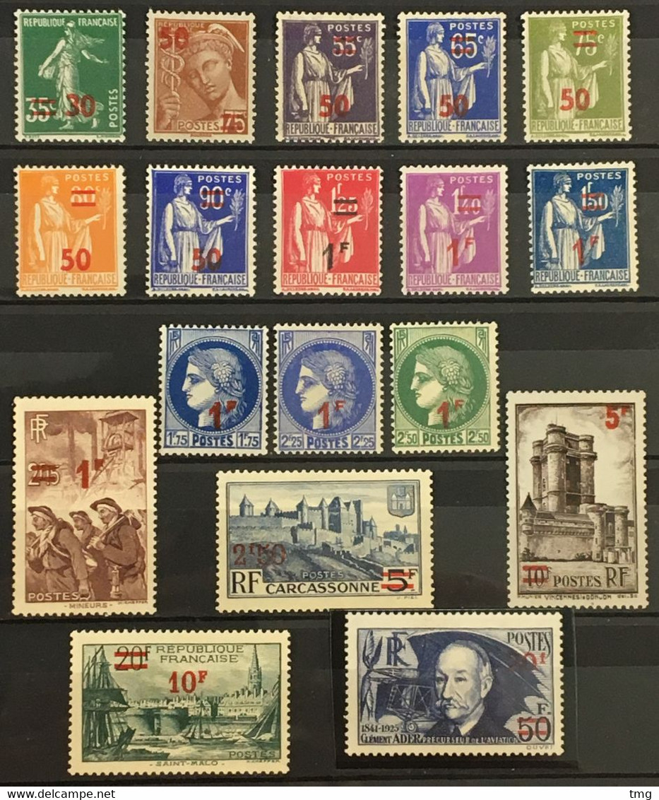 YT 476 Au 493 (*) MH Série Complète 1940-41 Surchargés Clément Ader (côte 52 Euros) France – Kr3lot - Neufs