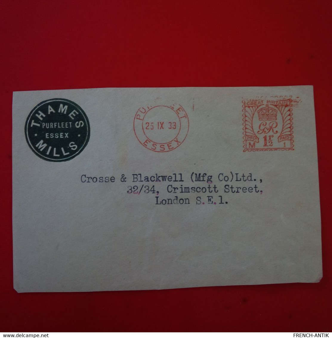 LETTRE DEVANT THAMES MILLS ESSEX LONDON - Maschinenstempel (EMA)