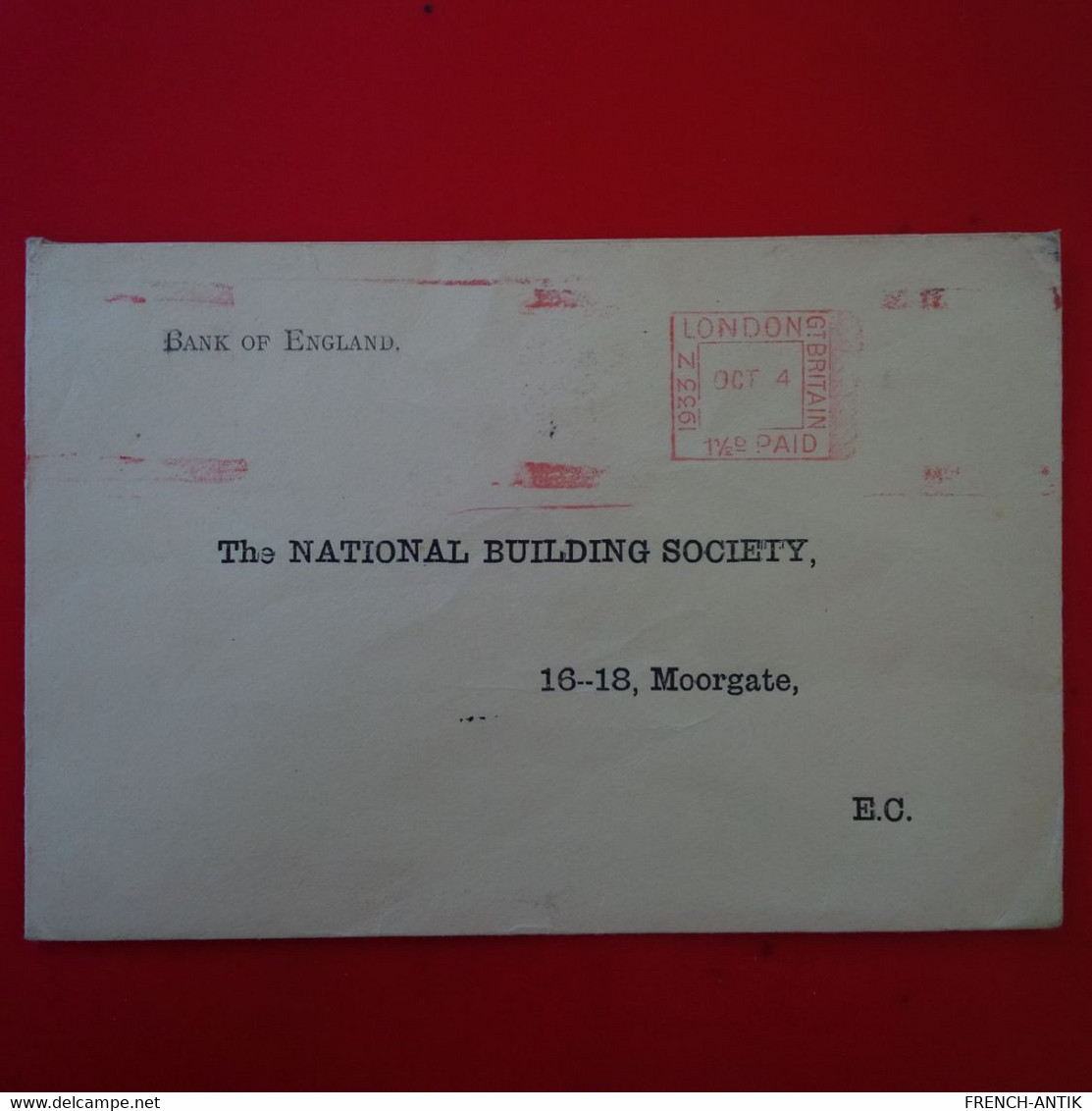 LETTRE LONDON BANQUE OF ENGLAND - Franking Machines (EMA)