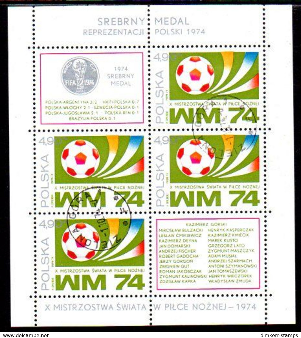 POLAND 1974 Football World Cup 3rd Place Block Used. Michel Block 60 - Used Stamps