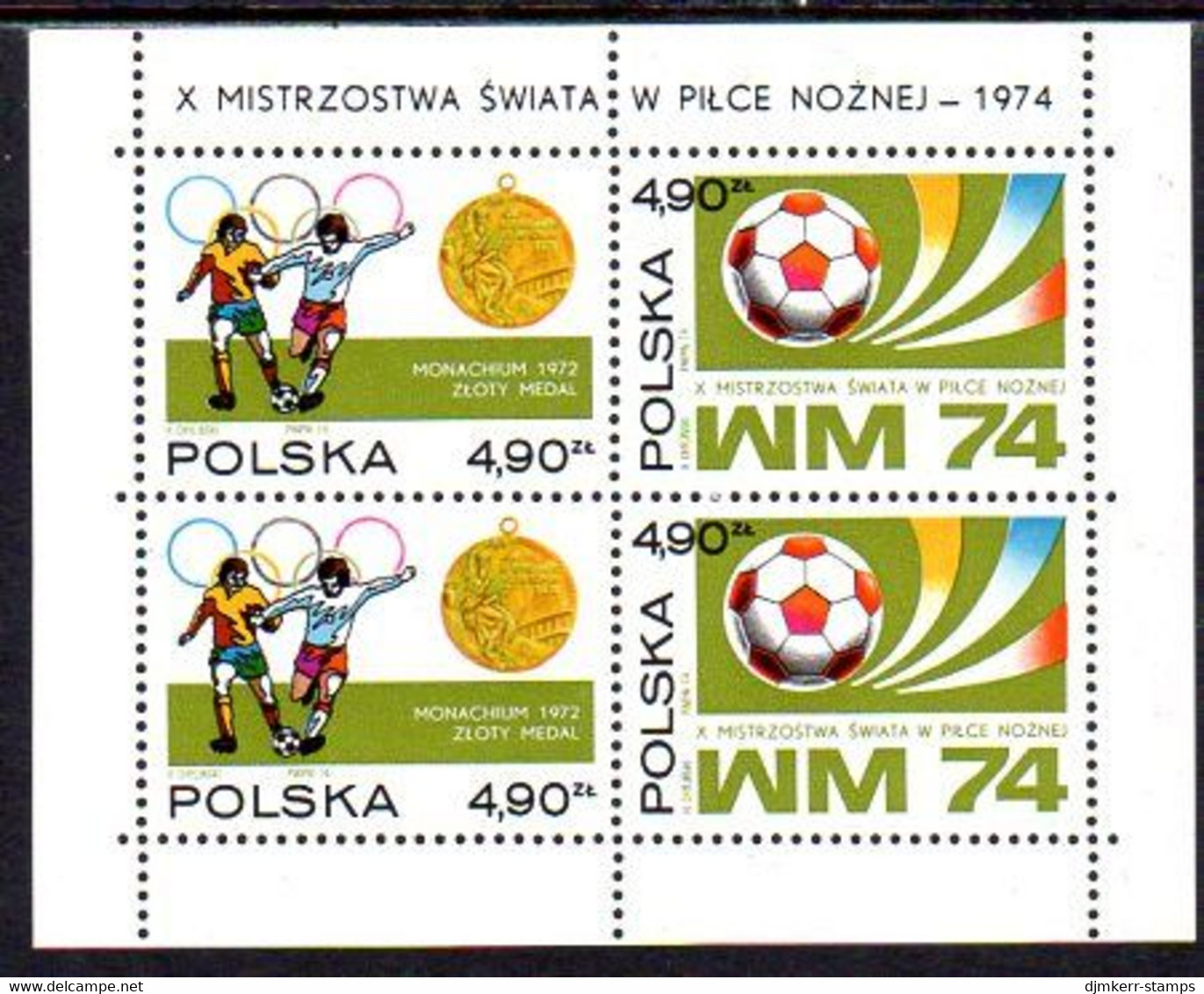 POLAND 1974 Football World Cup Block MNH / ** Michel Block 59 - Ongebruikt