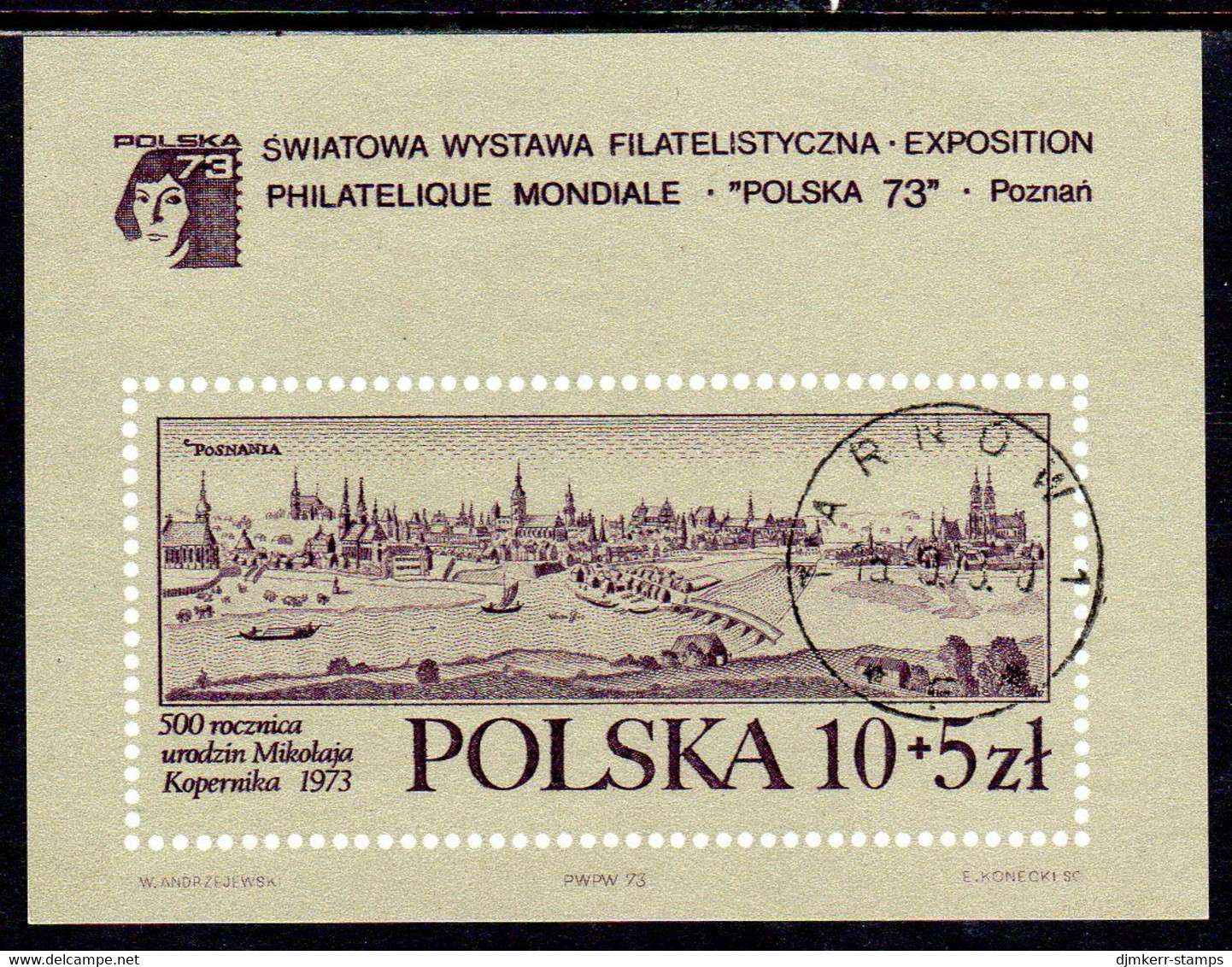 POLAND 1973 PO:SKA '73 Stamp Exhibition Block Used.  Michel Block 55 - Gebruikt