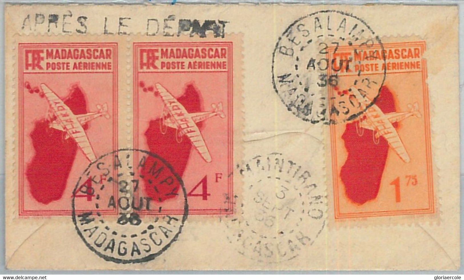 77368 - MADAGASCAR  - POSTAL HISTORY -  Registered COVER From BESALM 1937 - Covers & Documents