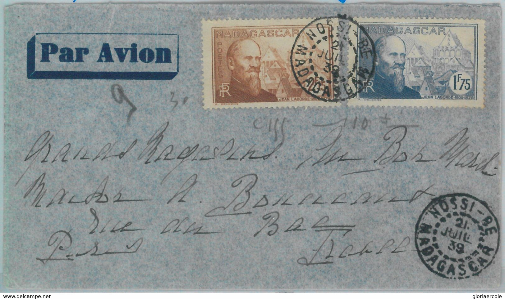 80989 -  MADAGASCAR  - POSTAL HISTORY - AIRMAIL COVER From NOSSI BE To FRANCE - Covers & Documents