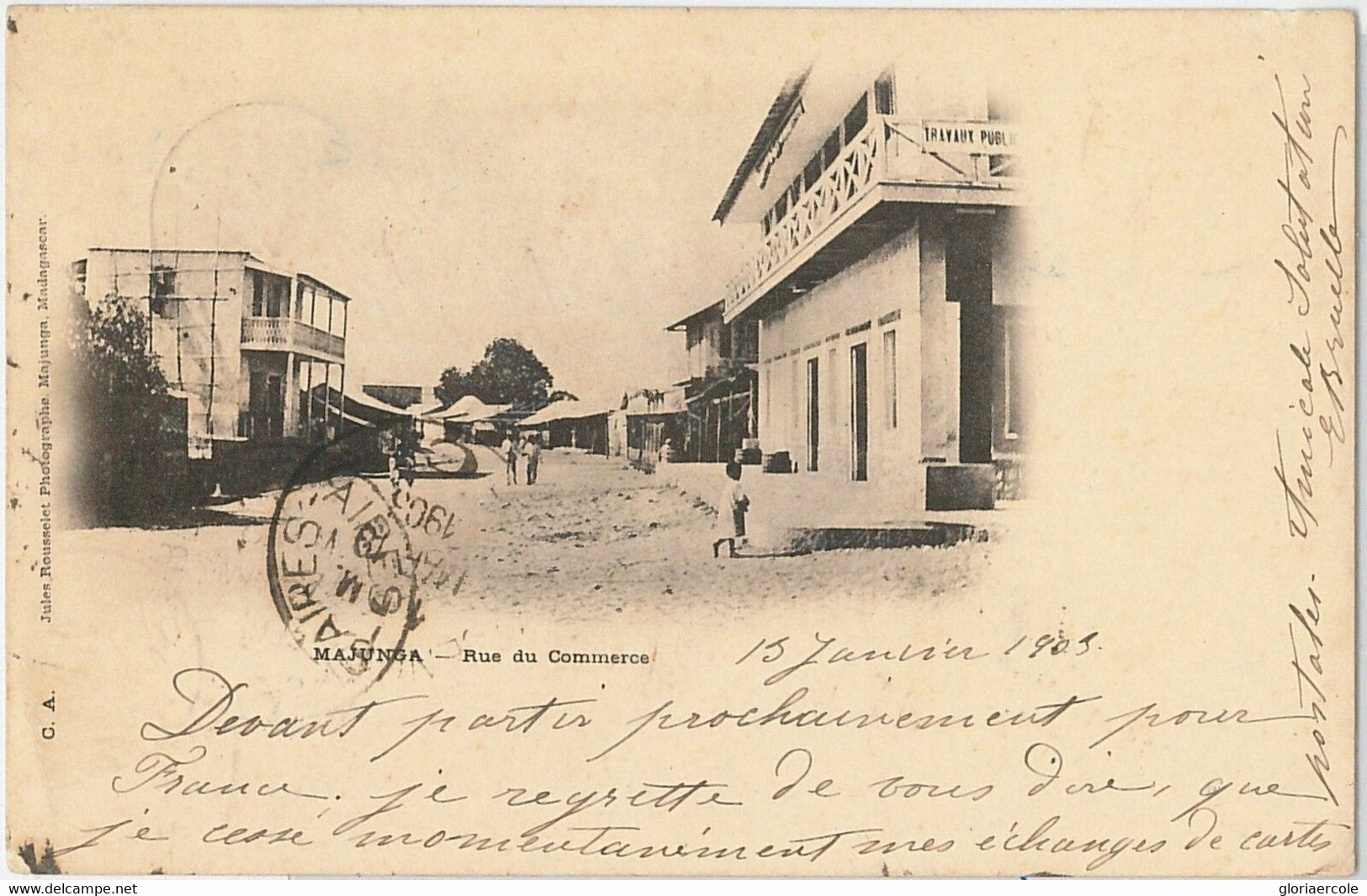 44976  MADAGASCAR -  POSTAL HISTORY: POSTCARD Of MAJUNGA To ARGENTINA 1903 Blu - Lettres & Documents