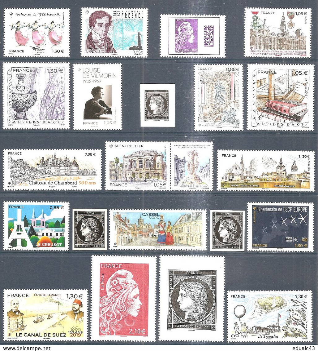 FRANCE- Année Complète 2019 -NEUF LUXE ** 84 TIMBRES (48 Timbres Et 12 Blocs ) - 2010-2019