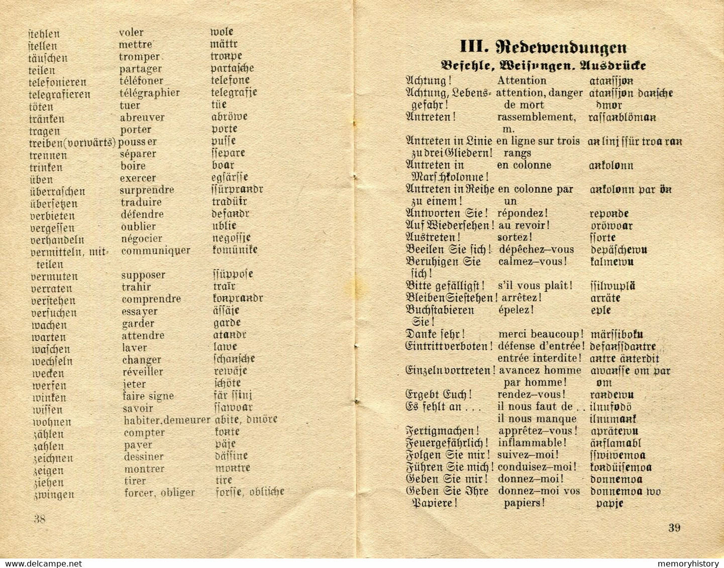 Rare Livret Traduction Wehrmacht Allemand/Français Soldats Allemands ! - 1939-45