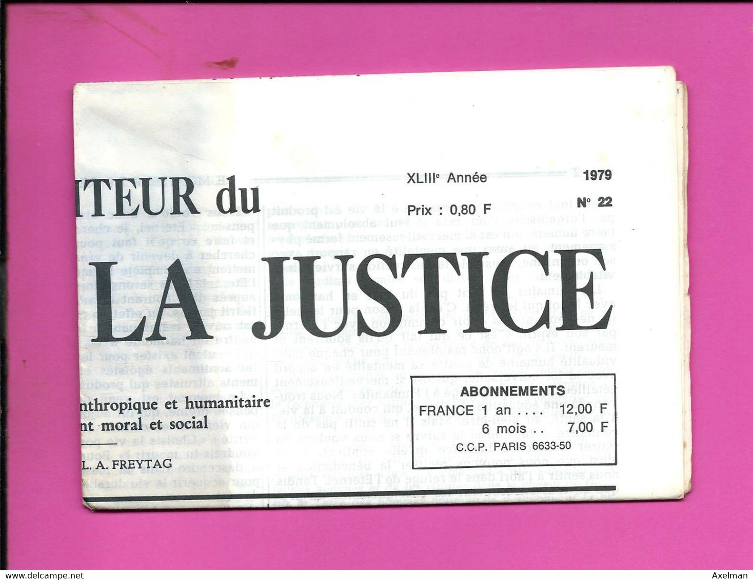 JOURNAL : Le Moniteur Du Règne De La Justice N°22  Année 1979   ( T2 MP ) - 1950 - Oggi