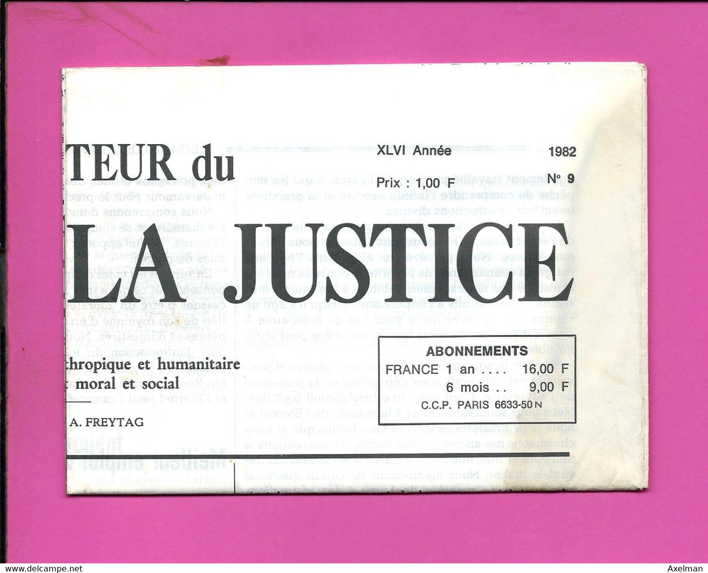 JOURNAL : Le Moniteur Du Règne De La Justice N°9  Année 1982   ( T2 MP ) - 1950 - Oggi