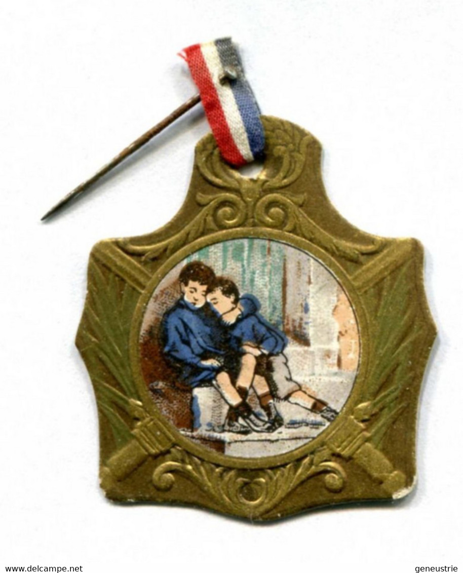 WW1 - Insigne De Poilu En Carton Avec Ruban D'origine "Journée Nationale Des Orphelins De La Guerre" French Medal WWI - 1914-18
