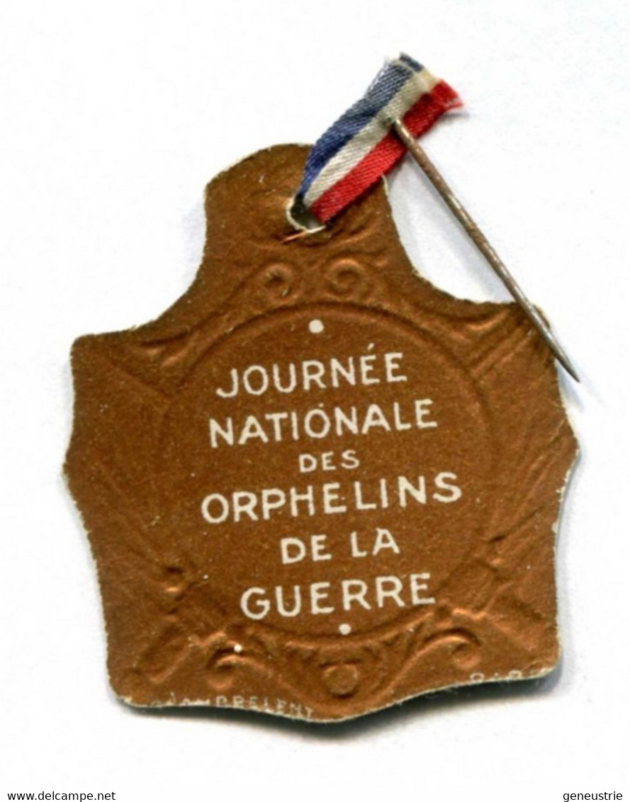 WW1 - Insigne De Poilu En Carton Avec Ruban D'origine "Journée Nationale Des Orphelins De La Guerre" French Medal WWI - 1914-18