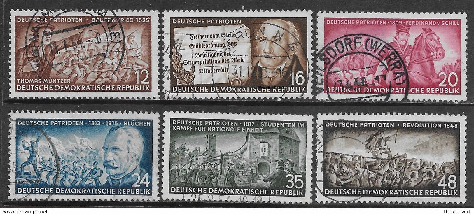 Germania Est DDR 1953 German Patriots Mi N.398-403 Complete Set US - Usati