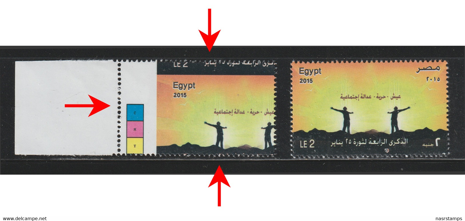 Egypt - 2015 - Very Rare - Badly Miss-perforated - 25 January Revolution 4th Anniversary - Tahrir Square, Cairo - Egypt - Unused Stamps