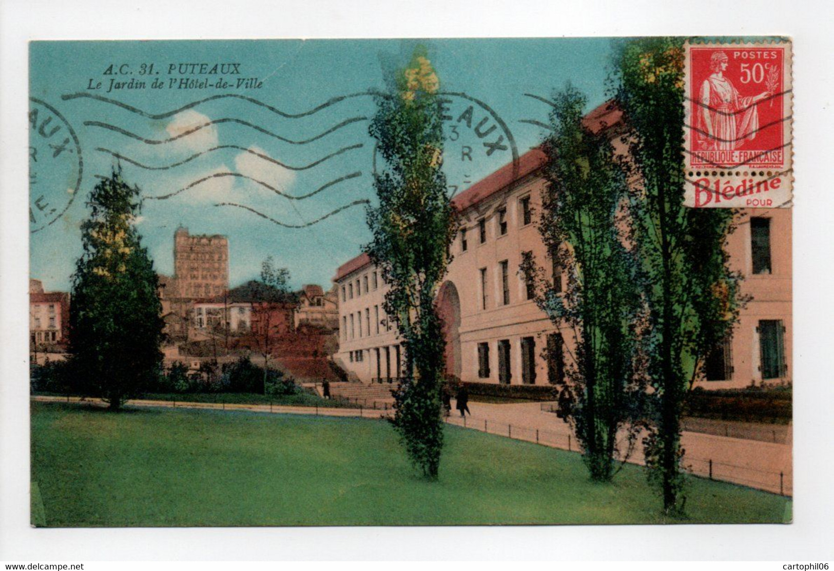 - Carte Postale PUTEAUX Pour LIANCOURT 1937 - 50 C. Rose-rouge Type Paix + Publicité Blédine - - Other & Unclassified