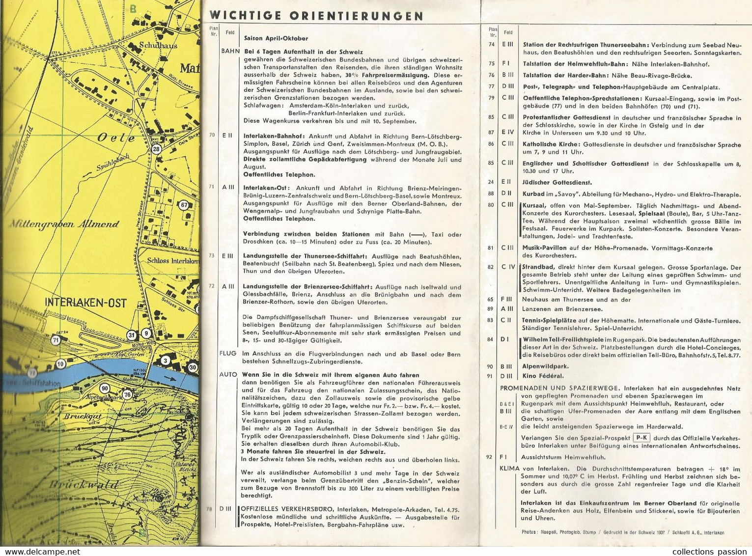 Dépliant Touristique 18 Pages, Suisse , Schweiz , INTERLAKEN , 1937, 5 Scans, Frais Fr 3.35 E - Tourism Brochures