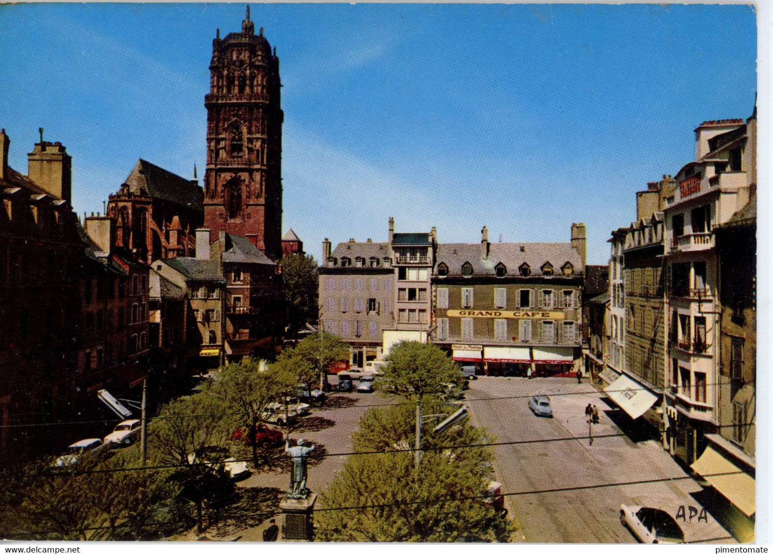 RODEZ PLACE DE LA CITE ET CLOCHER DE LA CATHEDRALE GRAND CAFE - Rodez