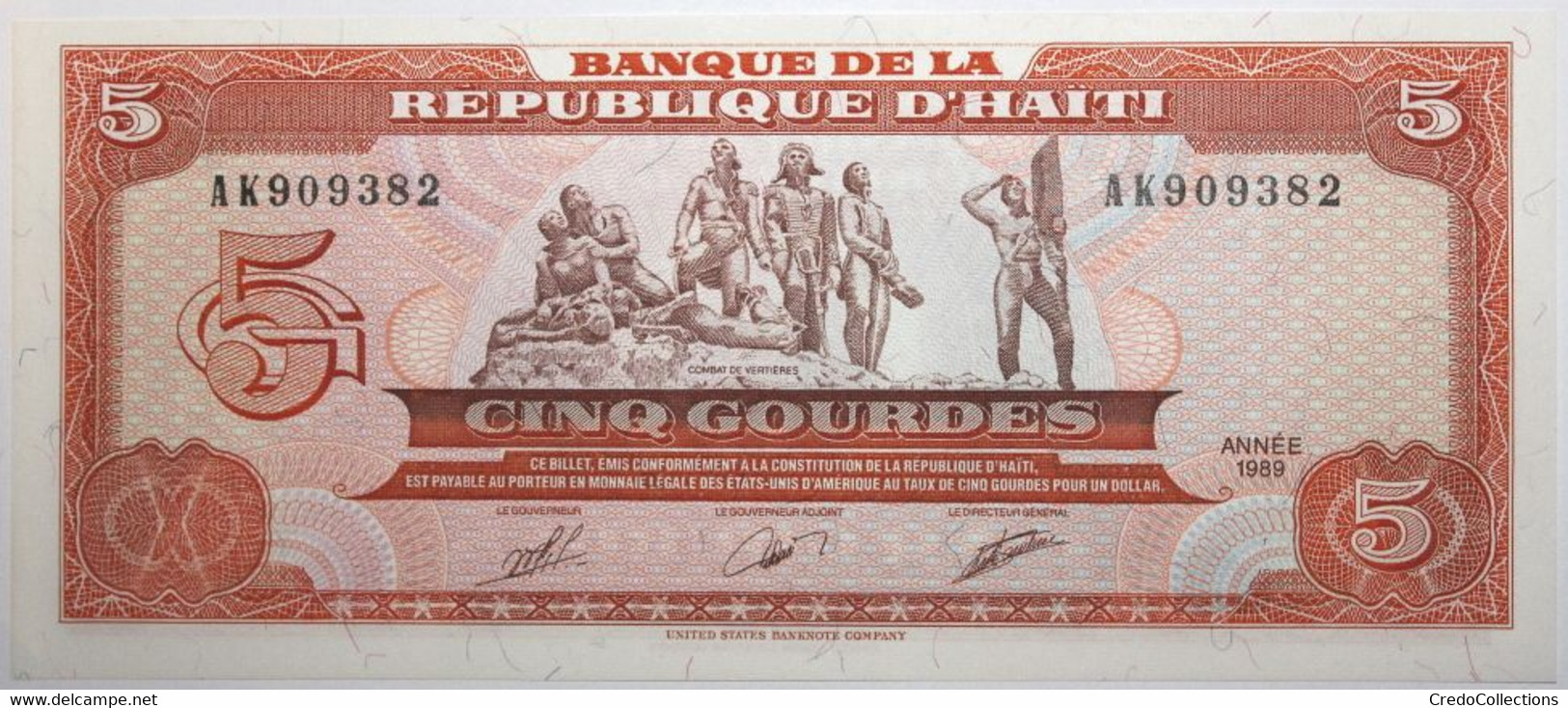 Haïti - 5 Gourdes - 1989 - PICK 255a - NEUF - Haïti