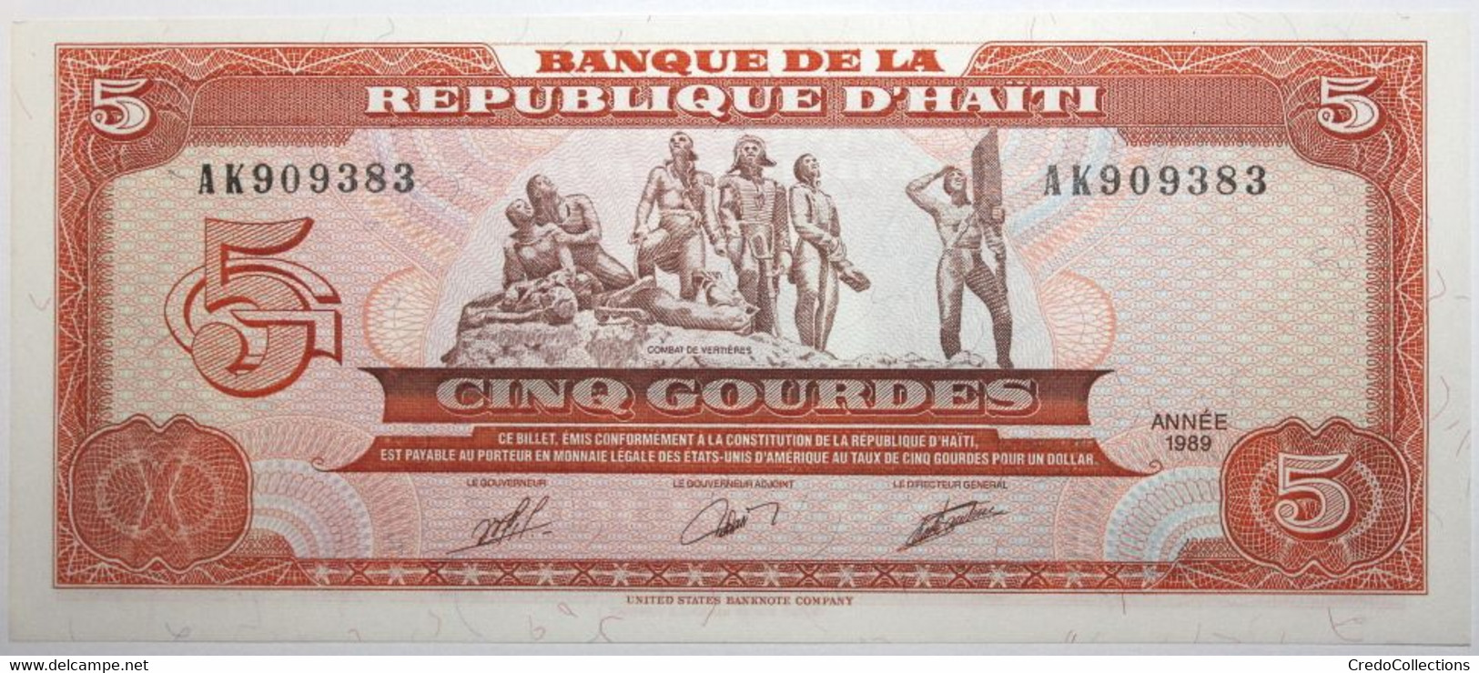 Haïti - 5 Gourdes - 1989 - PICK 255a - NEUF - Haiti