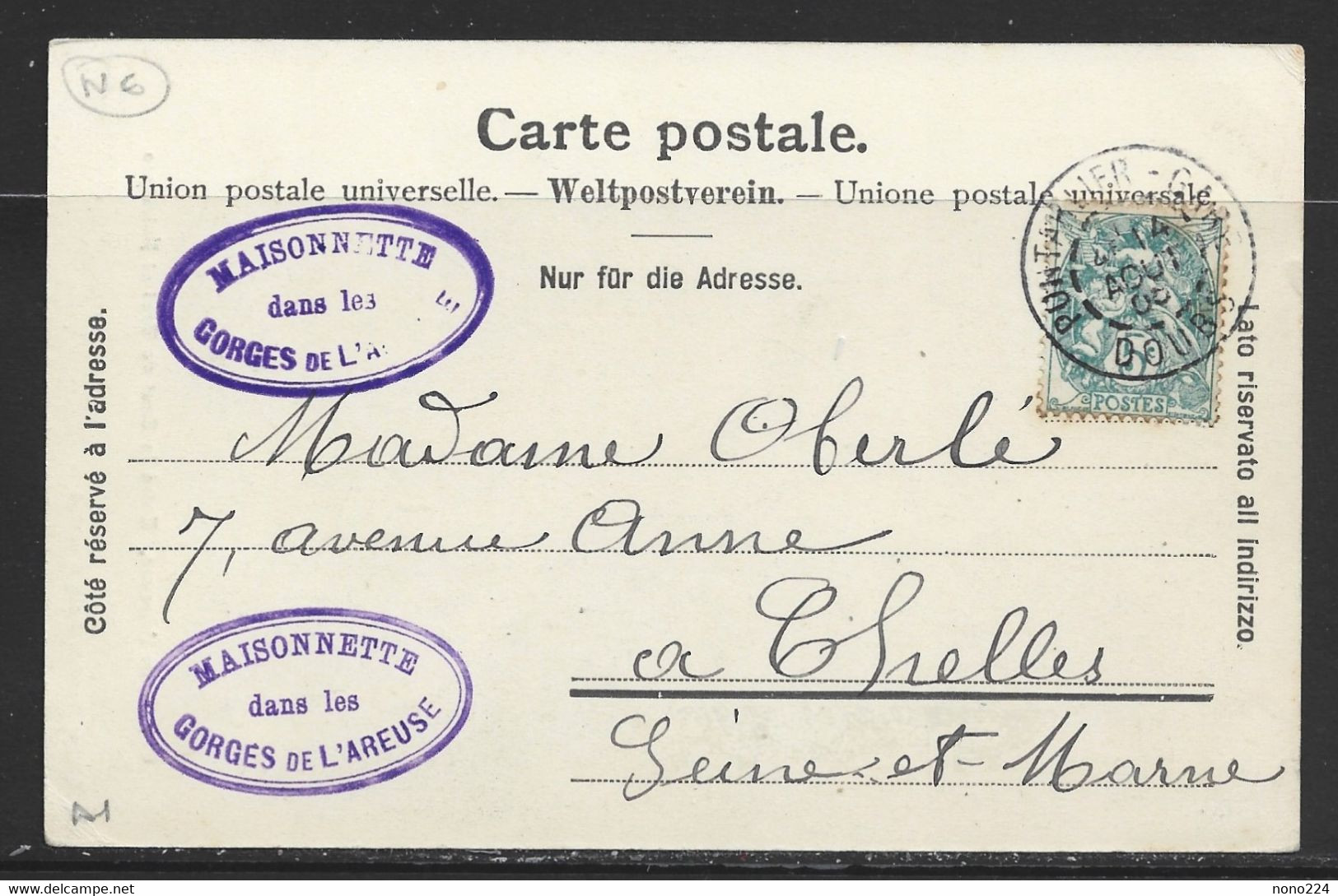 Carte P De 1905 ( Gorges De L'Areuse / Entré Le Saut De Brot Et Noiraigue ) - Noiraigue 