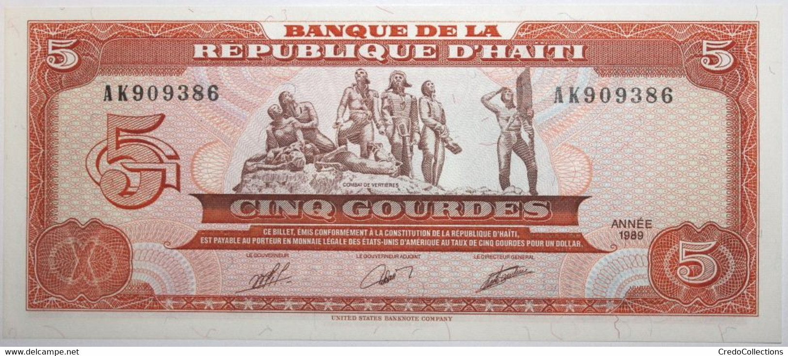 Haïti - 5 Gourdes - 1989 - PICK 255a - NEUF - Haïti