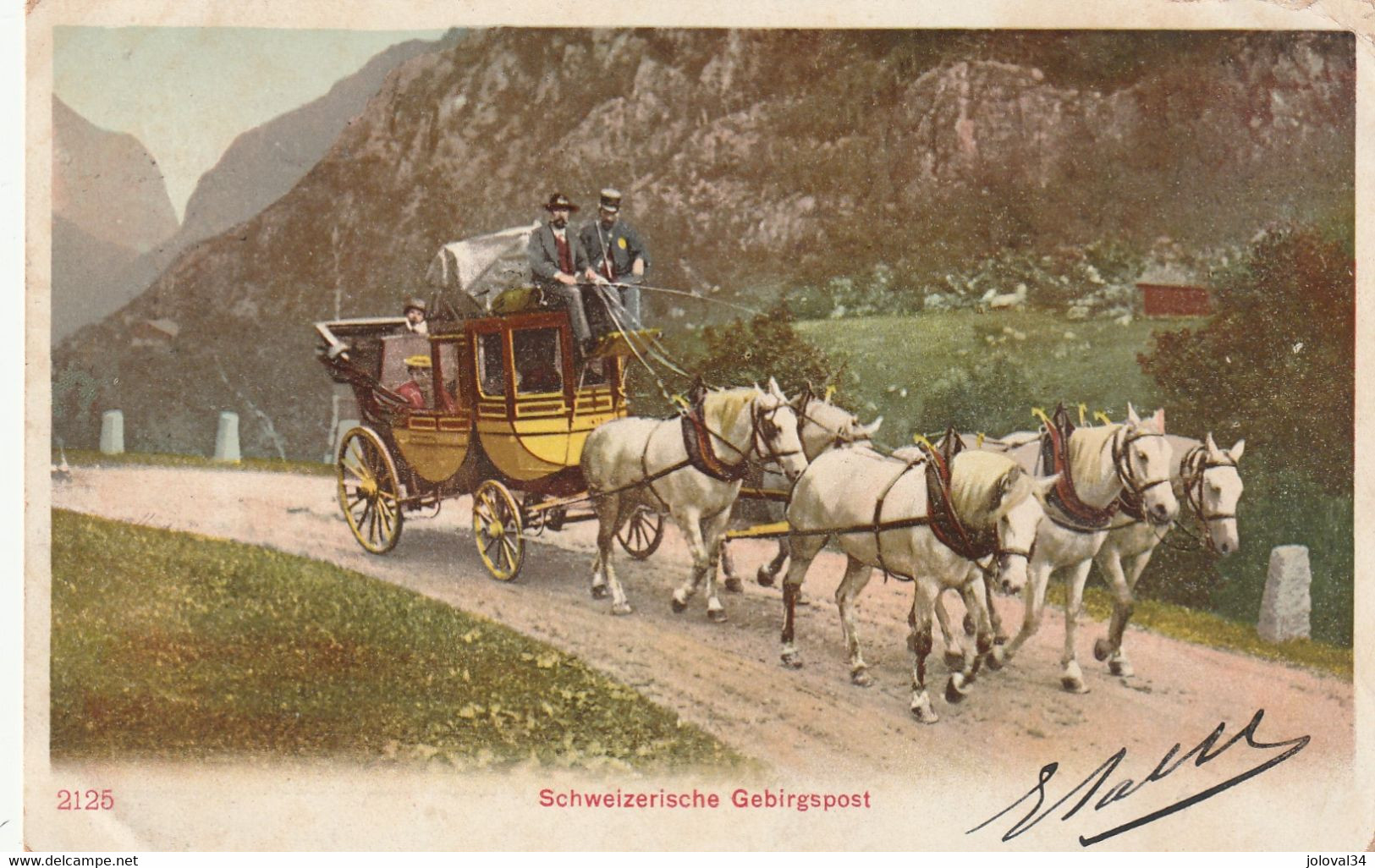 Suisse - Schweizerische Gebirgspost - Attelage Chevaux Poste - Circulée 1904 - Risch-Rotkreuz